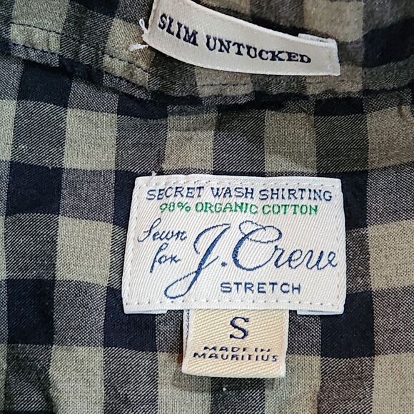 J.Crew Slim Untucked Green Gingham Long Sleeve Button-up Small Normcore Cottage - Picture 4 of 8